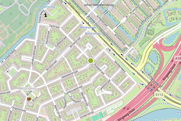 Ambulance-melding op Ploegstraat, Amsterdam op 22 juli, kaart-overzicht