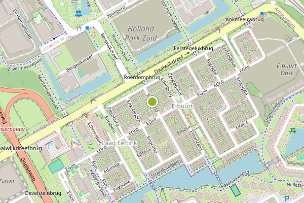 Ambulance-melding op Elberveld, Amsterdam op 22 juli, kaart-overzicht