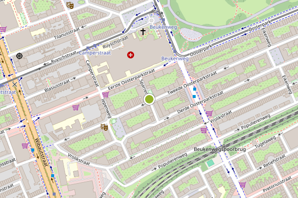 Ambulance-melding op Sparrenweg, Amsterdam op 22 juli, kaart-overzicht