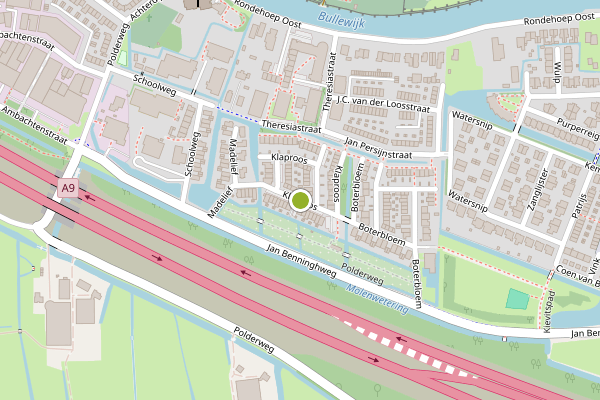 Ambulance-melding op Klaproos, Ouderkerk aan de Amstel op 13 mei, kaart-overzicht