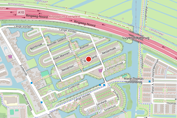 Brandweer-melding op Nesserland, Amsterdam op 22 juli, kaart-overzicht