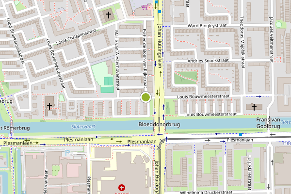 Ambulance-melding op Louis Bouwmeesterstraat, Amsterdam op 22 juli, kaart-overzicht
