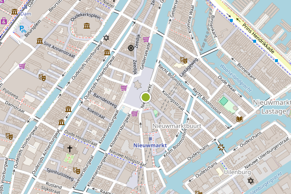 Ambulance-melding op Nieuwmarkt, Amsterdam op 23 juli, kaart-overzicht
