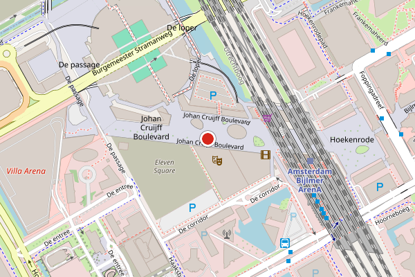 Brandweer-melding op Johan Cruijff Boulevard, Amsterdam op 23 juli, kaart-overzicht