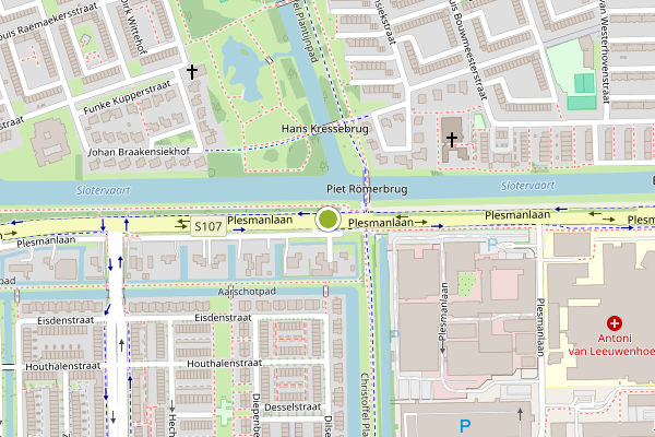 Ambulance-melding op Plesmanlaan, Amsterdam op 13 mei, kaart-overzicht