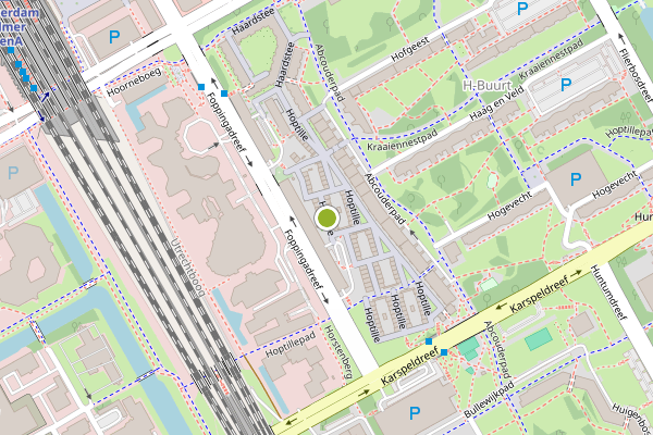 Ambulance-melding op Hoptille, Amsterdam op 13 mei, kaart-overzicht