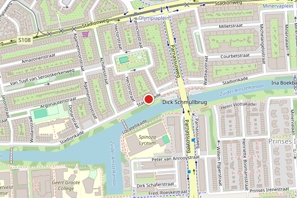 Brandweer-melding op Stadionkade, Amsterdam op 13 mei, kaart-overzicht