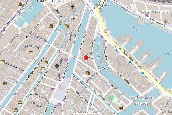 Brandweer-melding op Waalsteeg, Amsterdam op 13 mei, kaart-overzicht