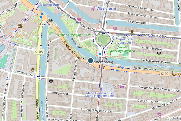 Politie-melding op Stadhouderskade, Amsterdam op 23 juli, kaart-overzicht