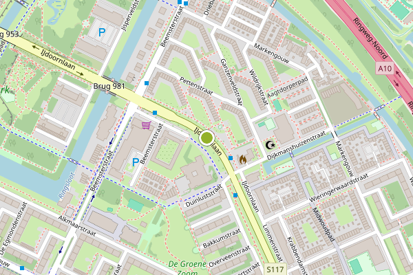 Ambulance-melding op IJdoornlaan, Amsterdam op 13 mei, kaart-overzicht