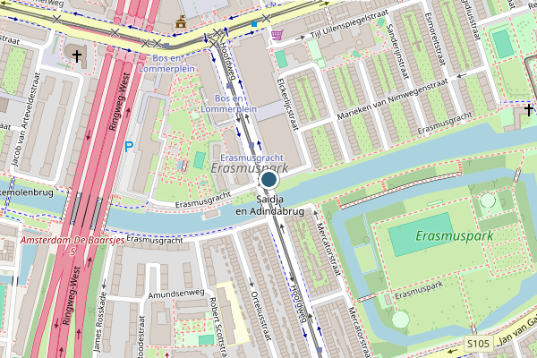 Politie-melding op Erasmusgracht, Amsterdam op 23 juli, kaart-overzicht