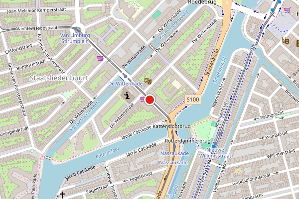 Brandweer-melding op Tweede Nassaustraat, Amsterdam op 23 juli, kaart-overzicht