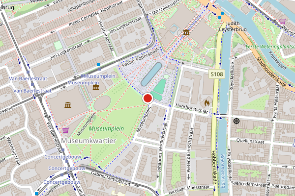 Brandweer-melding op Honthorststraat, Amsterdam op 23 juli, kaart-overzicht