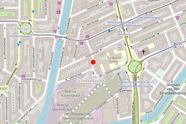 Brandweer-melding op Baarsstraat, Amsterdam op 23 juli, kaart-overzicht