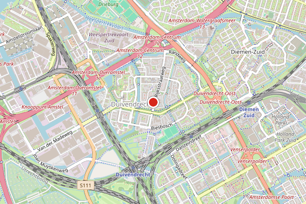 Brandweer-melding op OVD-Z., Duivendrecht op 23 juli, kaart-overzicht