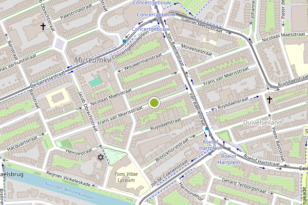 Ambulance-melding op Frans van Mierisstraat, Amsterdam op 23 juli, kaart-overzicht
