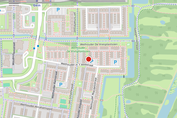Brandweer-melding op Wethouder In 't Veldstraat, Amsterdam op 23 juli, kaart-overzicht