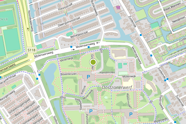 Ambulance-melding op Grondzeiler, Amsterdam op 23 juli, kaart-overzicht