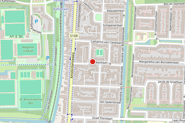 Brandweer-melding op Randwijcklaan, Amstelveen op 23 juli, kaart-overzicht