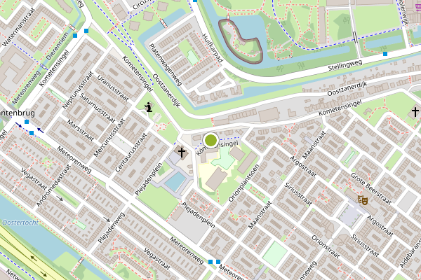 Ambulance-melding op Kometensingel, Amsterdam op 24 juli, kaart-overzicht