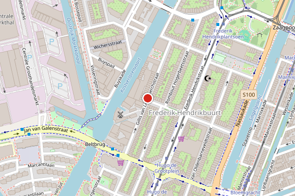 Brandweer-melding op Gillis van Ledenberchstraat, Amsterdam op 24 juli, kaart-overzicht