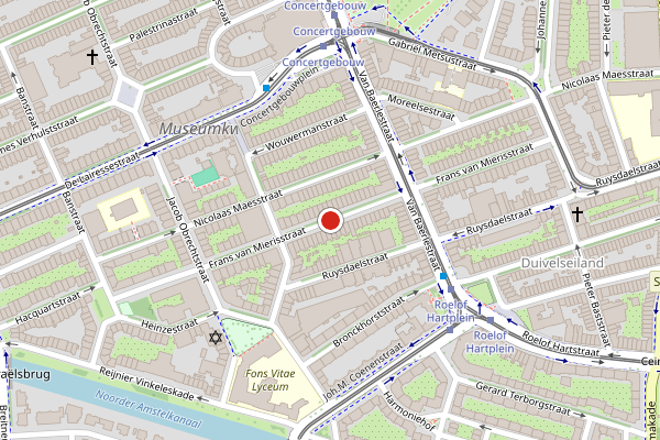 Brandweer-melding op Frans van Mierisstraat, Amsterdam op 24 juli, kaart-overzicht