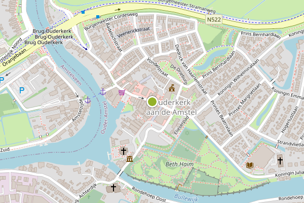 Ambulance-melding op Dorpsstraat, Ouderkerk aan de Amstel op 24 juli, kaart-overzicht
