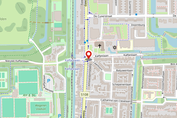 Brandweer-melding op Nieuwe Kalfjeslaan, Amstelveen op 24 april, kaart-overzicht