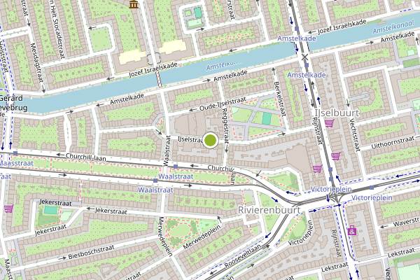 Ambulance-melding op IJselstraat, Amsterdam op 24 juli, kaart-overzicht