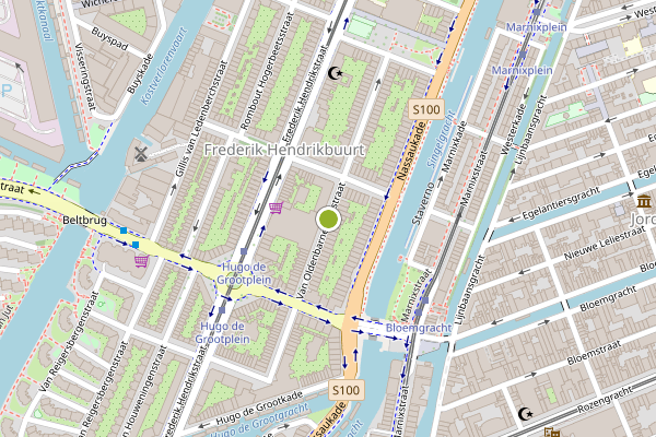 Ambulance-melding op Van Oldenbarneveldtstraat, Amsterdam op 24 juli, kaart-overzicht