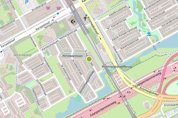 Ambulance-melding op 1e Kekerstraat, Amsterdam op 24 juli, kaart-overzicht