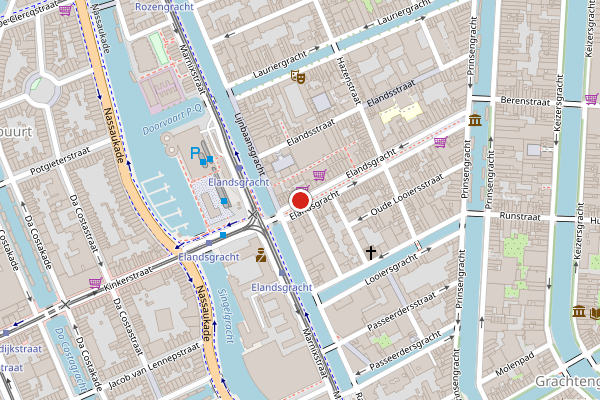 Brandweer-melding op Elandsgracht, Amsterdam op 24 juli, kaart-overzicht