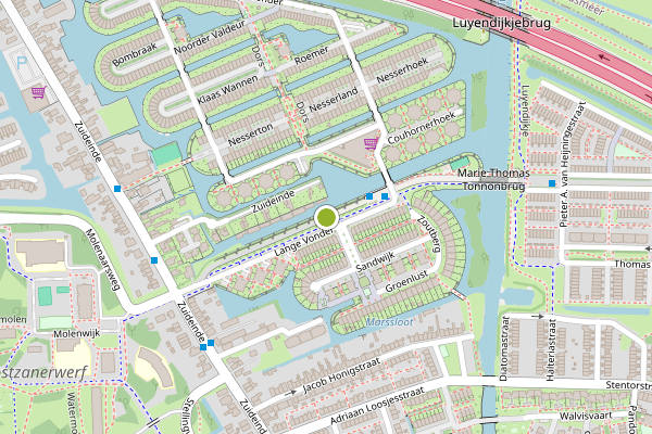 Ambulance-melding op Lange Vonder, Amsterdam op 24 juli, kaart-overzicht