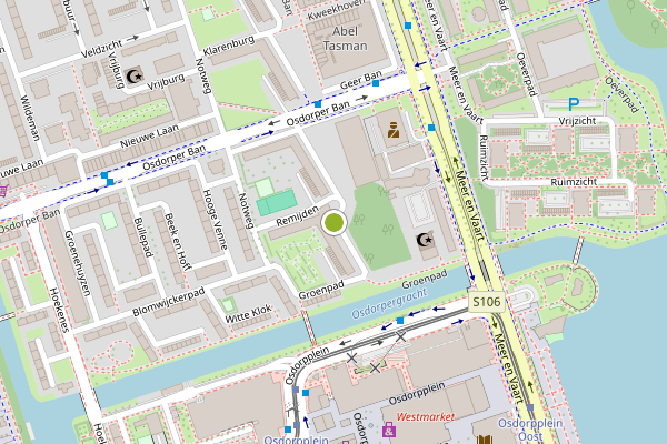 Ambulance-melding op Remijden, Amsterdam op 24 juli, kaart-overzicht