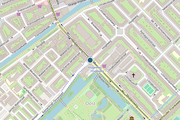 Politie-melding op Middenweg, Amsterdam op 13 mei, kaart-overzicht