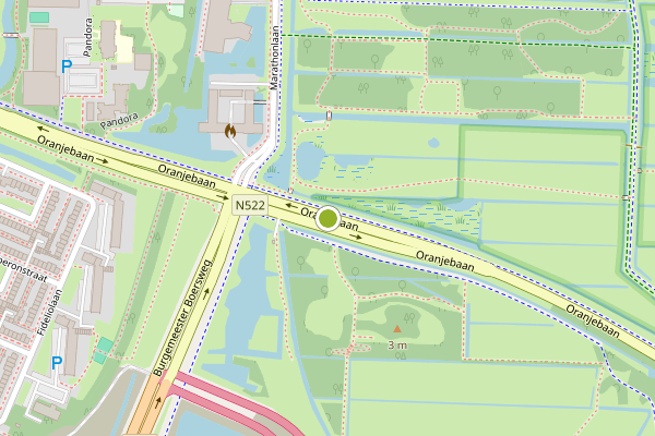 Ambulance-melding op Oranjebaan, Amstelveen op 24 juli, kaart-overzicht