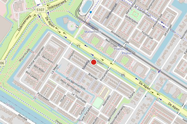 Brandweer-melding op Ortler, Amsterdam op 13 mei, kaart-overzicht