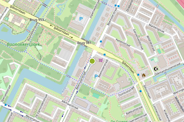 Ambulance-melding op Beemsterstraat, Amsterdam op 24 juli, kaart-overzicht