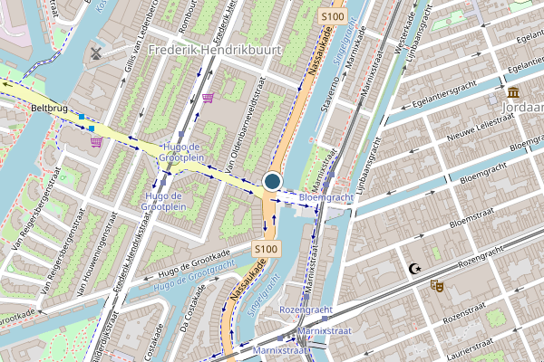 Ambulance + Politie samen ter plaatse op Nassaukade, Amsterdam op 24 juli, kaart-overzicht nieuws-bericht