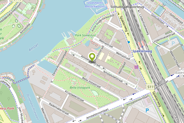 Ambulance-melding op Amstelvlietstraat, Amsterdam op 25 april, kaart-overzicht