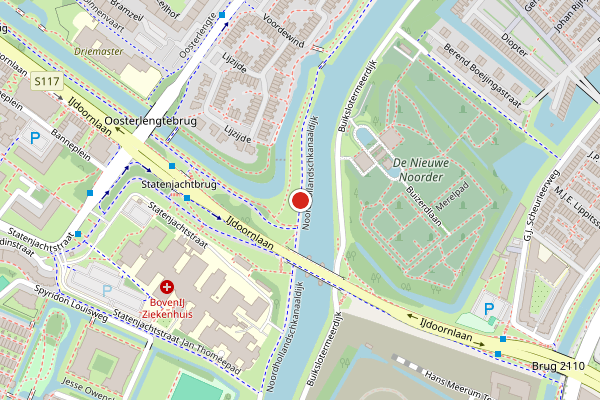 Brandweer-melding op Noordhollandschkanaaldijk, Amsterdam op 25 juli, kaart-overzicht