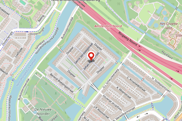 Brandweer-melding op Johan Rijnjastraat, Amsterdam op 25 april, kaart-overzicht