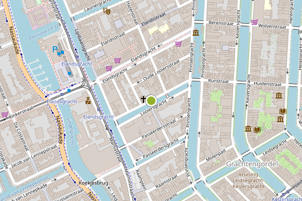Ambulance-melding op Looiersgracht, Amsterdam op 25 juli, kaart-overzicht
