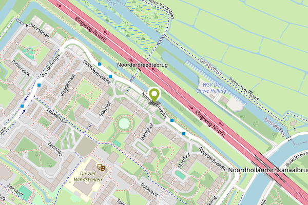 Ambulance-melding op Noorderbreedte, Amsterdam op 25 april, kaart-overzicht