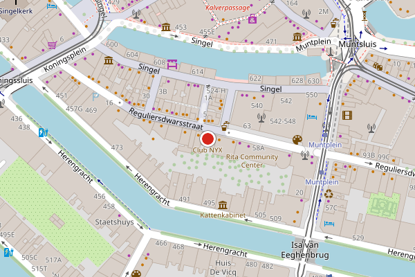 Brandweer-melding op Reguliersdwarsstraat, Amsterdam op 25 juli, kaart-overzicht