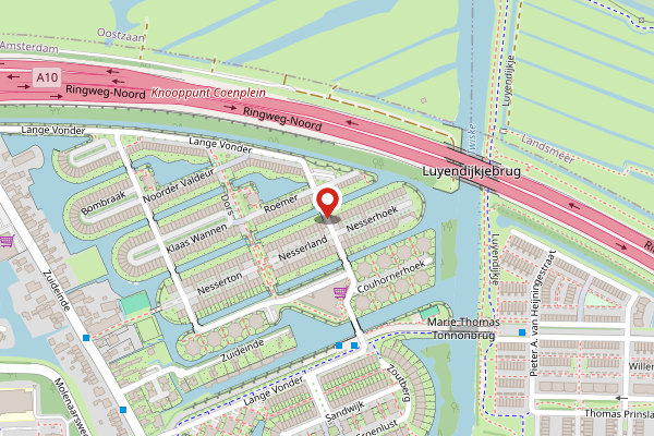 Brandweer-melding op Lange Vonder, Amsterdam op 24 april, kaart-overzicht