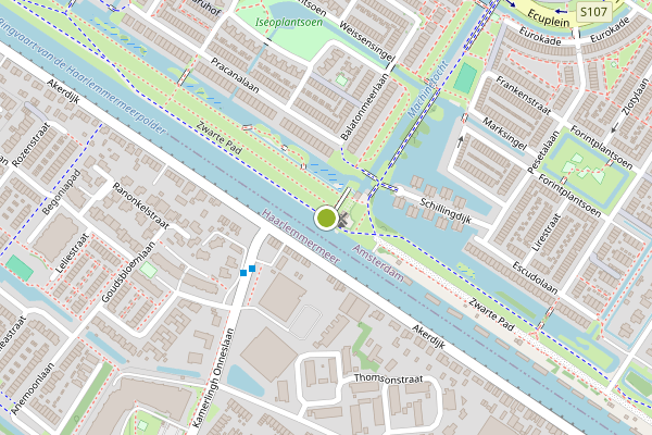 Ambulance-melding op Zwarte Pad, Amsterdam op 25 juli, kaart-overzicht