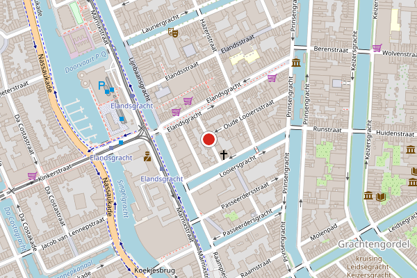 Brandweer-melding op Tweede Looiersdwarsstraat, Amsterdam op 25 juli, kaart-overzicht