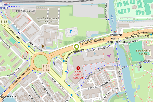 Ambulance-melding op Koningin, Zaandam op 25 april, kaart-overzicht