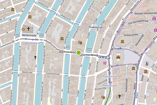 Ambulance-melding op Raadhuisstraat, Amsterdam op 25 juli, kaart-overzicht